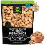 Nut Cravings - Roasted & Lightly Salted Turkish Pistachios Antep (16oz - 1 LB) Packed Fresh in Resealable Bag - Nut Snack - Healthy Protein Food, All Natural, Keto Friendly, Vegan, Kosher