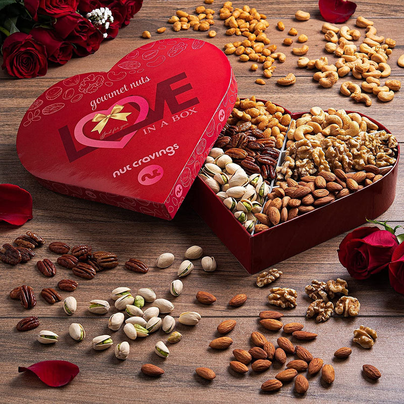 Nuts Gift Basket in Heart Box (6 Piece Assortment, 2 LB) NCG100054